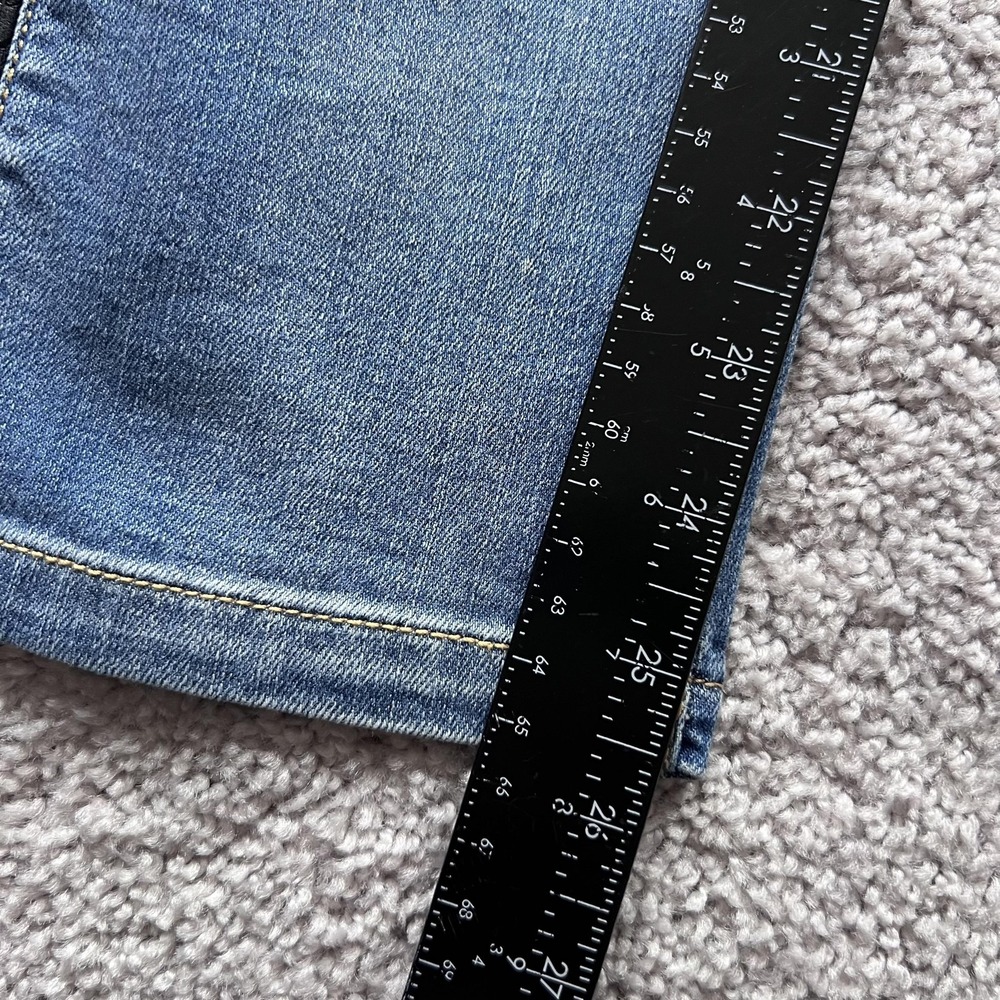 Alice + Olivia Chain Studded Side Stripe Slim Jeans Womens 27 Blue Mid Rise - Picture 14 of 16